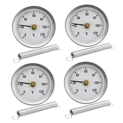 4 Stück Clip-on Rohrthermometer Temperaturanzeige mit Feder 0-120° 63mm von Sharplace