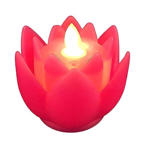 Sharplace LED-Lotus-buddhistische Lampe, LED-Teelichter, Kerze, flackernde Buddha-Zubehör, elektrische Kerzenlichter, Lotus-Lampe für drinnen und draußen, rosarot von Sharplace