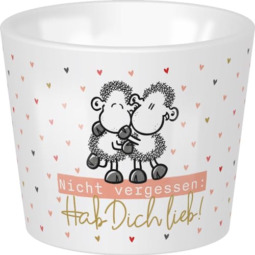 Sheepworld Eierbecher mit Motiv "Nicht vergessen: Hab dich lieb", mit Golddruck | Porzellan, Höhe 4,3 cm, Durchmesser 5,2 cm | lustiges Geschenk, Frühstück, Ostern | 48526 von Sheepworld