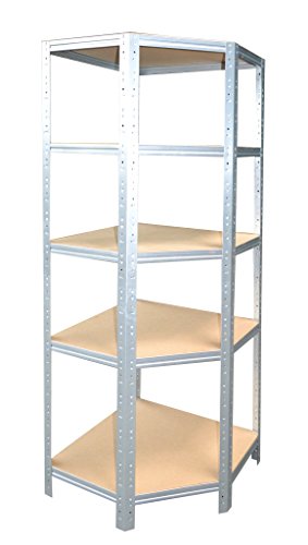 Eckregal Stecksystem 180 x 70 x 40 cm mit 5 Böden für Schwerlastregale mit 40 cm Tiefe: Ideale Ergänzung durch Ausnutzung der Ecken für Metallregal, Kellerregal, Lagerregal, Garagenregal von Shelf Creations