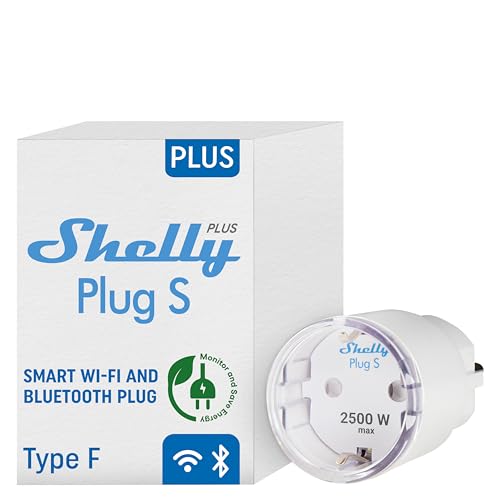 Shelly Plus Plug S - Intelligente Steckdose Funktioniert mit Alexa & Google Home, programmierbare Steckdose mit Sprachsteuerung, Bluetooth und Wi-Fi-Gerät zur Automatisierung von Geräten Strommessung von Shelly