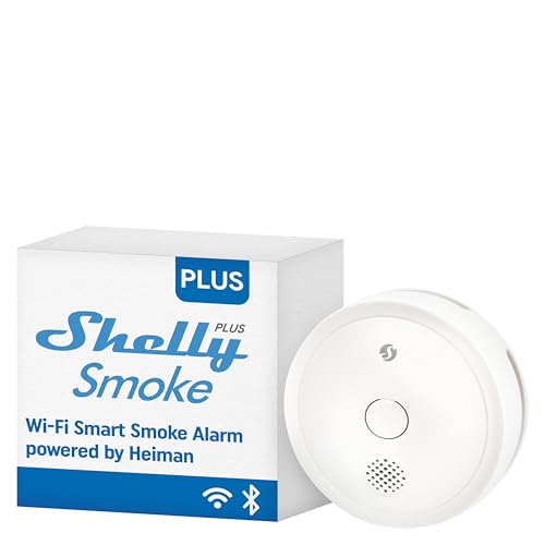 Shelly Plus Smoke | Smarter WLAN- und Bluetooth-Rauchmelder | Sofortige App-Benachrichtigung und akustische Warnungen | Feuermelder | EN 14604 | Einfach Einzurichten von Shelly