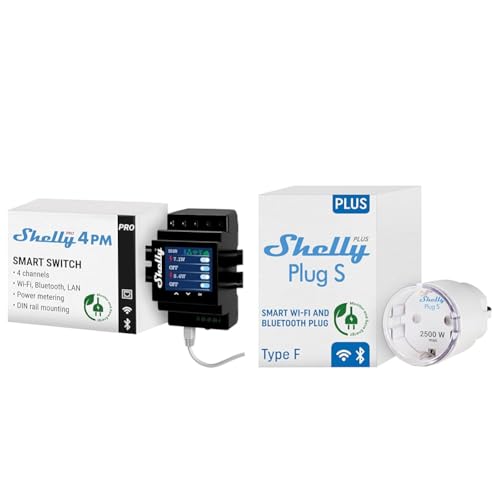 Shelly Pro 4PM | Wlan & Plus Plug S - Intelligente Steckdose Funktioniert mit Alexa & Google Home von Shelly