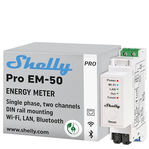 Shelly Pro EM 50A | Wi-Fi & Bluetooth-Energiezähler mit Schützsteuerung mit Leistungsmessung | Hausautomation | Kompatibel mit Alexa & Google Home | iOS Android App | Kein Hub nötig von Shelly