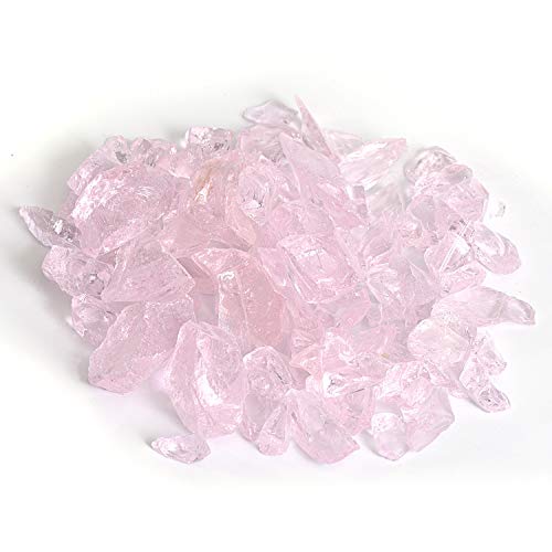 Reflektierender Feuerglas-Kies, mit hohem Glanz, Feuersteine, Feuerglas-Kieselsteine, Perlen für Feuerstelle, Aquarium, Garten, 1–2 cm, 540 g, Rosa von Shiny Stone