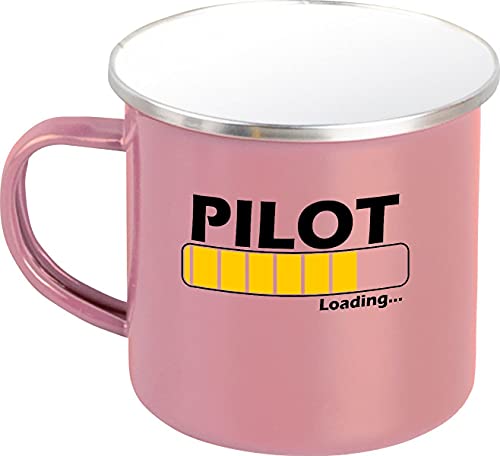 Emaillebecher, Loading Pilot, Beruf, Abschluss, Anerkennung, Emaille Tasse, Kaffee Becher Mug, rosa von ShirtInStyle