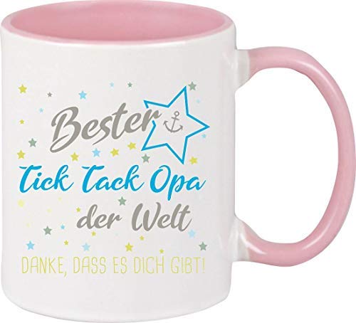 ShirtInStyle Kaffeetasse, Bester Tick Tack Opa der Welt Danke, dass es dich gibt! Kaffeepott, Tasse. Farbe rosa von ShirtInStyle