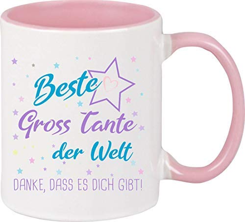 ShirtInStyle Kaffeetasse, Beste Grosstante der Welt Danke, dass es dich gibt! Kaffeepott, Tasse. Farbe rosa von ShirtInStyle