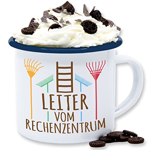 Emaille Tasse Blechtasse - Deko Hobby Geschenk - Leiter vom Rechenzentrum dunkel - 300 ml - Weiß Blau - garten kaffeetasse gartenliebhaber tassen gärtner gartenfreund gärtnern von Shirtracer