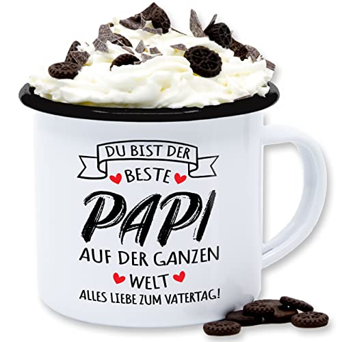 Emaille Tasse Blechtasse - Geschenk - Beste Papa der Welt Geschenke | Alles liebe zum Vatertag - 300 ml - Weiß Schwarz - vatertagsgeschenk besten häferl männertag 1. metalltasse daddy ist blech von Shirtracer