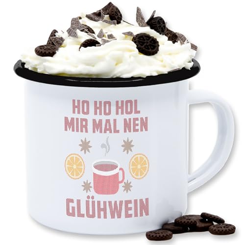 Emaille Tasse Blechtasse - Weihnachtstasse Weihnachten - Ho Ho Hol mir mal nen Glühwein - 300 ml - Weiß Schwarz - weihnachtstassen christmas hoho tassen den weihnachtsmotiv ein weihnachts einen von Shirtracer