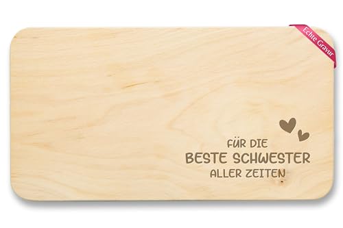 Frühstücksbrettchen Holz - Frühstücksbrett - Für die beste Schwester aller Zeiten - Geschenk Schwestern Geschenkidee Geburtstag Weihnachten - 22x12 - Holz - personalisierte geschenke 2024 von Shirtracer