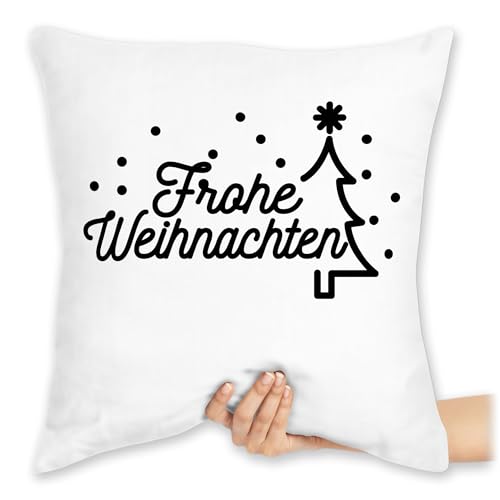 Kissen 40x40 Zierkissen - Weihnachtskissen Christmas Geschenke - Frohe Weihnachten Schriftzug - schwarz - 40 x 40 cm - Weiß - mit weihnachtsmotiv weihnacht weihnachts xmas weihnachtsmotiven von Shirtracer