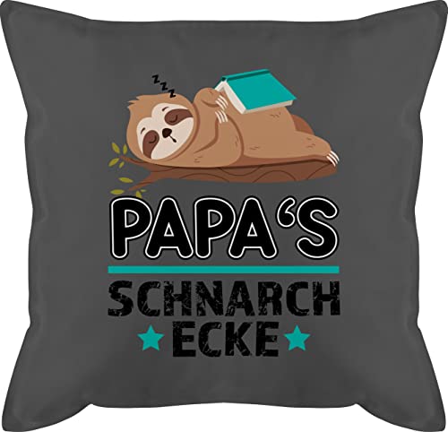 Kissen 50x50 - Papa Schnarchecke I Schnarchecke Lustige Geschenke Papi Geburtstag Weihnachten - 50 x 50 cm - Grau - Geschenk für von Shirtracer