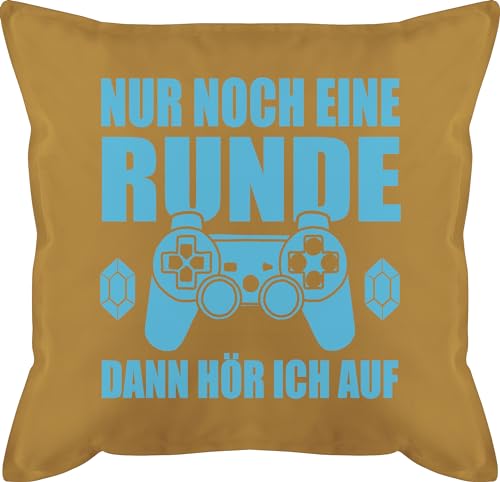 Kissen 50x50 - Statement - Nur noch eine Runde Dann höre ich auf - Zocker Geschenk Gaming Gamer Geschenkidee Zocken Weihnachten - 50 x 50 cm - Gelb - coole+kissen+für+teenager mit füllung zum von Shirtracer