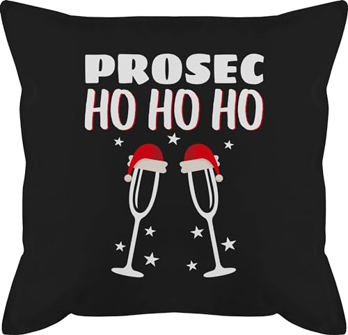 Kissen 50x50 - Weihnachtskissen Christmas Geschenke - Prosec Ho Ho Ho - 50 x 50 cm - Schwarz - mit füllung weihnacht proseco weihnachtsmotiv prosecco weihnachts sekt weihnachten hol ma xmas von Shirtracer