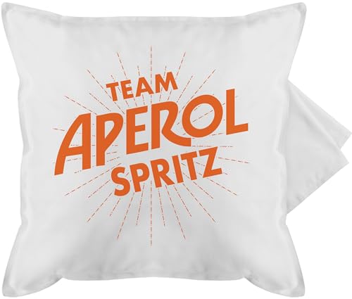 Kissenbezug - Karneval & Fasching - Kissen - Team Aperol Spritz JGA Mädelsabend Spritztour Aperol Geschenk - 50 x 50 cm - Weiß - kaneval karmeval „Karneval“ „Fasching“ karnaval von Shirtracer