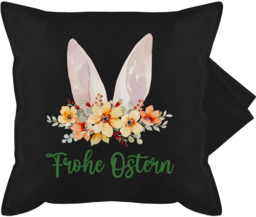 Shirtracer Kissenbezug - Osterkissen - Frohe Ostern Hasenohren Osterüberraschung Ostern Mini Geschenke Osterkleinigkeiten - 50 x 50 cm - Schwarz - Kissen ostergeschenke Eltern Oster kleinigkeit von Shirtracer