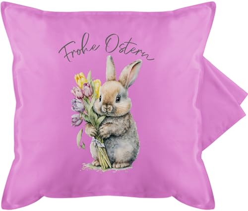 Shirtracer Kissenbezug - Osterkissen - Frohe Ostern - Süßer Osterhase - 50 x 50 cm - Pink - ostergeschenke Erwachsene osterüberraschung Kissen Ostergeschenk für Eltern Geschenk hase kissenbezüge von Shirtracer