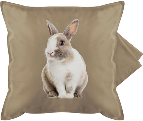 Kissenbezug - Osterkissen - Hasenmotiv Ostern Hase Motiv Hasen - 50 x 50 cm - Beige - kissenhülle ostergeschenke für großeltern oster kleinigkeit kissenhüllen kissen ostermotiv kissenbezüge von Shirtracer