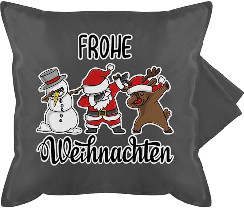 Shirtracer Kissenbezug - Weihnachtskissen Christmas Geschenke - Frohe Weihnachten Dabbing - 50 x 50 cm - Grau - Kissen bezüge Weihnachts Rentier kissenhüllen kissenbezüge Xmas Nikolaus kissenhülle von Shirtracer