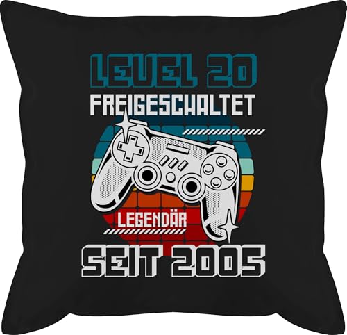 Shirtracer Kissen 50x50-20. - Geschenke 20 Geburtstag Geschenkidee - Level 20 freigeschaltet legendär seit 2004-50 x 50 cm - Schwarz - zwanzig 20.Geburtstag 20er Jahre Geschenk zum von Shirtracer