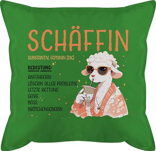 Shirtracer Kissen 50x50 - Beruf Deko Job - Schäffin - Chefin Geschenk Anführerin Leiterin Vorgesetzte Lustig Witzig Weihnachten - 50 x 50 cm - Grün - für Geschenke von Shirtracer