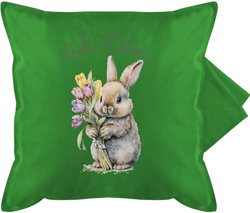 Shirtracer Kissenbezug - Osterkissen - Frohe Ostern - Süßer Osterhase - 50 x 50 cm - Grün - ostergeschenke kleinigkeit hasenkissen Ostergeschenk Easter osterideen osterngeschenke osterhasen von Shirtracer