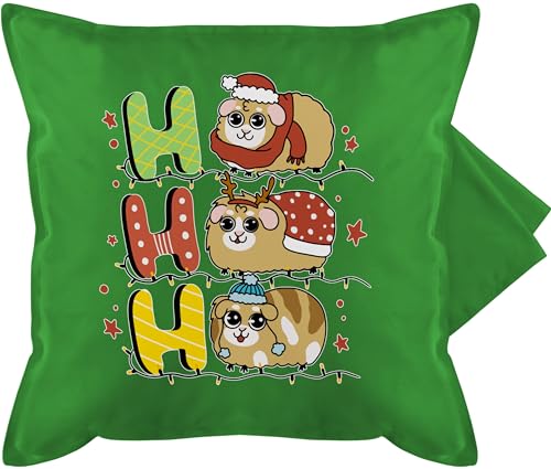 Kissenbezug - Weihnachtskissen Christmas Geschenke - Ho ho ho - Meerschweinchen - 50 x 50 cm - Grün - hohoho kissenhülle weihnachten kissenbezüge weihnachts geschenk kissen weihnachts-kissenbezug von Shirtracer