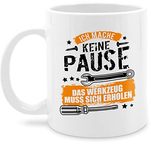 Tasse Tassen 325ml - Statement Sprüche - Ich mache keine Pause das Werkzeug muss sich erholen - Geschenk Handwerker Werkstatt Spruch Lustig Schrauber Techniker Bauarbeiter - 325 ml - Weiß - auf von Shirtracer