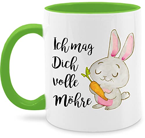 Tasse Tassen 325ml - Ostergeschenke - Ich mag dich volle Möhre Aquarell schwarz - 325 ml - Hellgrün - ostermotiv ostertassen, ostern hase teetasse für den partner oster osterhase teetassen von Shirtracer