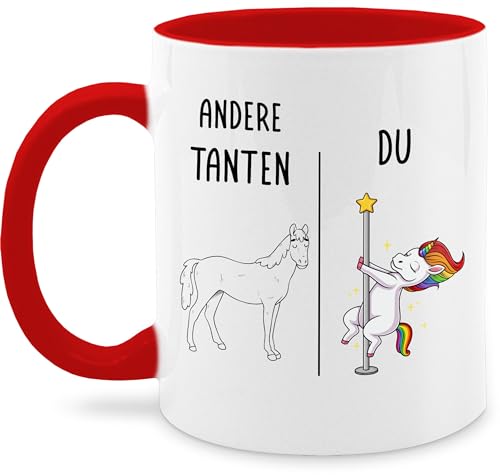 Tasse Tassen 325ml - Andere Tanten Dabbing Einhorn | Tante Geschenk für Tante Weihnachten | Geschenk für Beste Tante | Coole Tante Geschenk - 325 ml - Rot - geschenke+für+tante auntie teyze aunt von Shirtracer