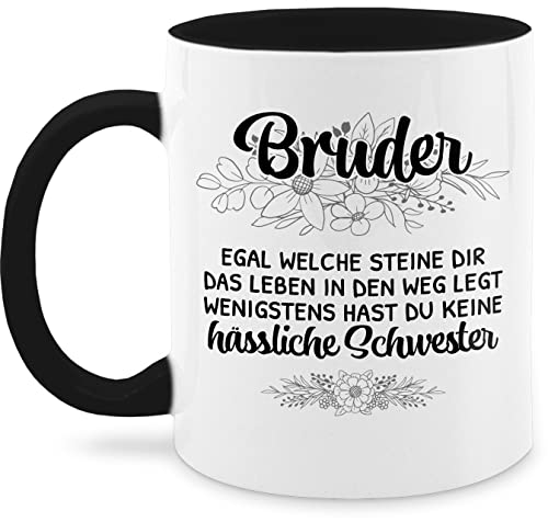 Tasse Tassen 325ml - Geschenk Schwester für Bruder - Wenigstens hast du keine hässliche Schwester - Witzige Geschenkidee Bruder - 325 ml - Schwarz - weihnachten geschenke den zu geschenkideen von Shirtracer