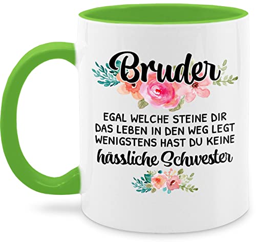 Tasse Tassen 325ml - Geschenkidee Lustig Schwester Bruder - Wenigstens hast du keine hässliche Schwester - 325 ml - Hellgrün - brüder geschenk für geschenke zu weihnachten meinen fur von Shirtracer