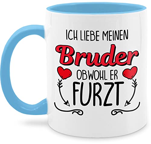 Tasse Tassen 325ml - Ich liebe meinen Bruder obwohl er furzt - 325 ml - Hellblau - brüder geschenk für geschenke zu weihnachten geschenkidee geburtstag den geschenkideen bester fuer von Shirtracer