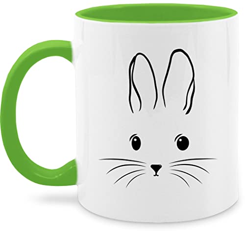 Tasse Tassen 325ml - Ostergeschenke - Hasen Kopf Simple schwarz - 325 ml - Hellgrün - scribble hase frohe ostern oster kleinigkeit osterhase ostersachen osterüberraschung ostermotive easter von Shirtracer