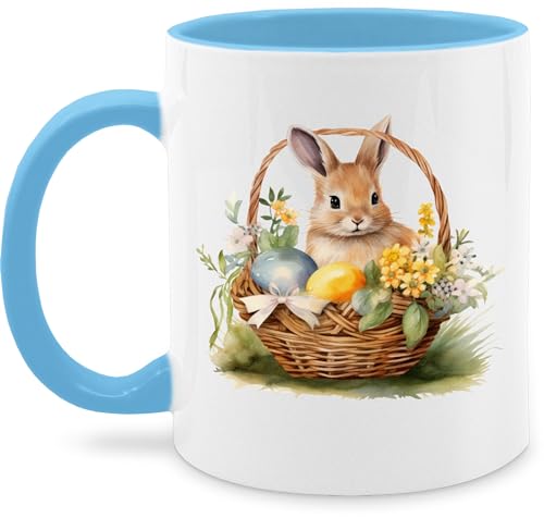 Tasse Tassen 325ml - Ostergeschenke - Osterhase Fröhlich Niedlicher Osterhase - 325 ml - Hellblau - hasen ostern geschenk hase osterüberraschung ostermotiven osterartikel besondere kleinigkeit von Shirtracer