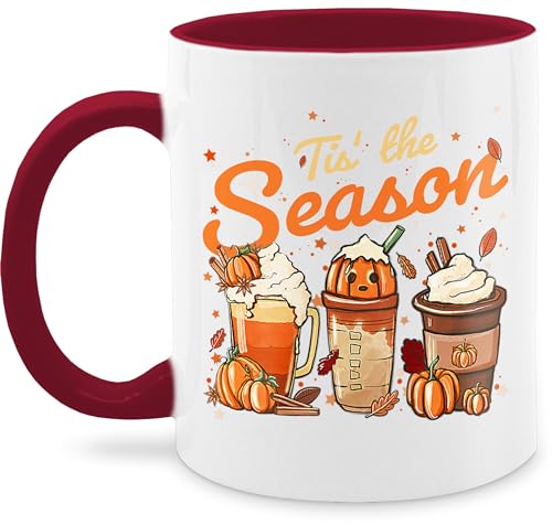 Tasse Tassen 325ml - Halloween - Pumpkin Kürbis Tis' the Season Herbst - 325 ml - Bordeauxrot - gruselig tis cup helloween mug haloween outfits hellowee happy gruselige gruseliges von Shirtracer