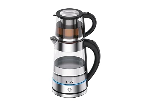 Shov Elektrischer Glasteekocher - Strix Controller, Trockenkochschutz, Wasserkocherfunktion, Warmhaltfunktion, automatische Abschaltfunktion, Volumen: Wasserkocher 1,7 Liter und Teekanne 0,8 Liter Shov Elektrischer Glasteekocher - Strix Controller, Trockenkochschutz, Wasserkocherfunktion, Warmhaltfunktion, automatische Abschaltfunktion, Volumen: Wasserkocher 1,7 Liter und Teekanne 0,8 Liter von Shov