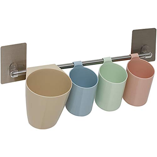 4 Becher Badregal Utensilienhalter Duschregal Aufbewahrung Wandregal Ablage Bad Duschkorb Utensil Hängeregal Küche Badserie Zahnputzbecher, Zahnputzbecherhalter, Zahnbürstenhalter ohne bohren von Shuangqin