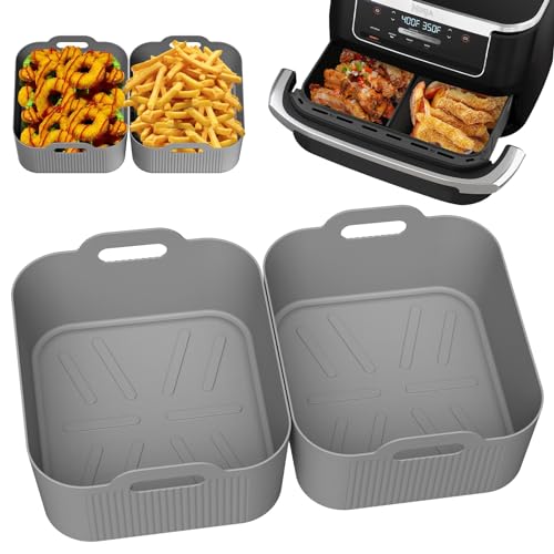 Shujin Heißluftfritteuse Zubehör für Ninja Foodi Flexdrawer 5,2 L AF500DE,2 Pcs Airfryer Silikonform Wiederverwendbar Airfryer Silikonform Zubehör für Ninja AF500EU von Shujin