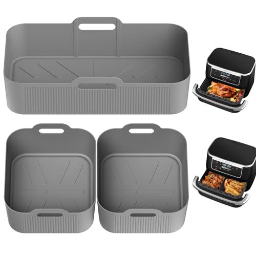 Shujin Heißluftfritteuse Zubehör für Ninja Foodi Flexdrawer 5,2/10,4 L AF500DE,3 Pcs Airfryer Silikonform Wiederverwendbar Airfryer Silikonform Zubehör für Ninja AF500EU von Shujin