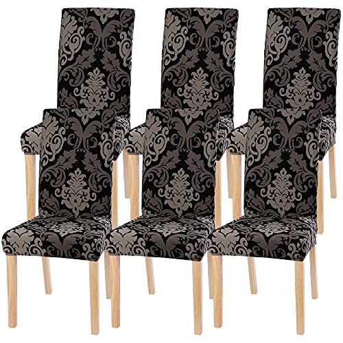 Shujin Universal Stretch Stuhlhussen 4/6er Set Abnehmbare Stuhlbezug Stuhl Esszimmer überzug Stuhlüberzug Abdeckungen Hussen für Husse Hotel Party Bankett(Schwarz,6er) von Shujin