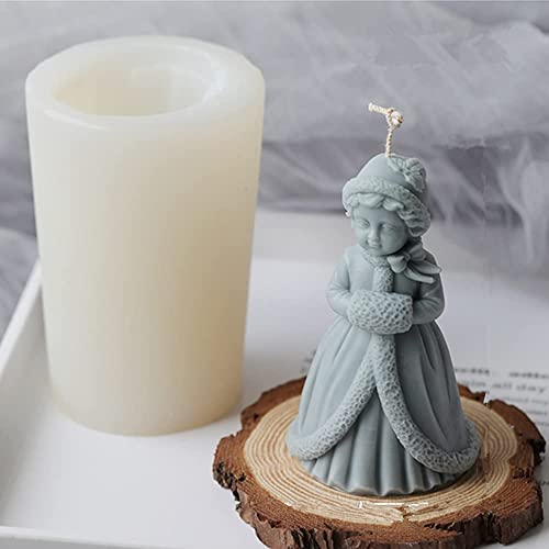 Kerze Silikonform, 3D Kerze Seife machen Form Weihnachten Prinzessin kleines Mädchen Form DIY Kerze machen Kit für Kirche Candlelight Dinner Home Decoration Gips von Shunfaji