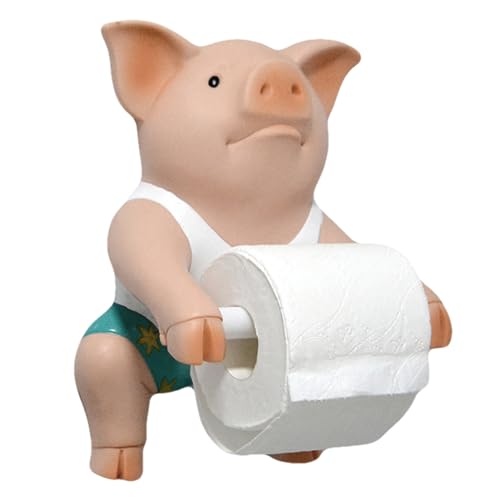 Shurzzesj Toilettenpapierhalter mit Schwein-Dekor, rosa Toilettenpapierhalter mit Schwein - Handtuchhalter in Schweineform für die Wand - Wandkunst-Dekor, Haushaltspapierhandtuchhalter, stanzfreier von Shurzzesj