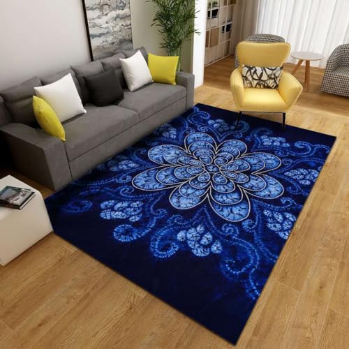 Siebe Wohnzimmerteppich 80X180Cm Blaue Blume Teppiche Schlafzimmer,Teppich Waschbarer Weiche,Teppiche Bequeme ​Für Wohnkultur,Teppiche Dekorative,rutschfeste von Siebe