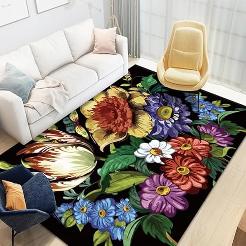 Siebe Wohnzimmerteppich 80X180Cm Mehrfarbige Blume Teppiche Schlafzimmer,Teppich Waschbarer Weiche,Teppiche Bequeme ​Für Wohnkultur,Teppiche Dekorative,rutschfeste von Siebe