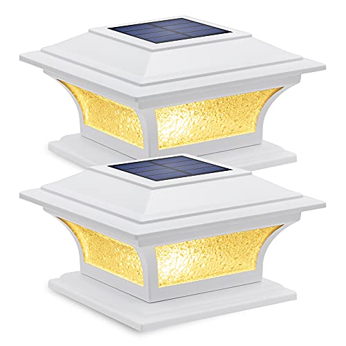 Siedinlar Solar Pfostenkappen Licht, Solarleuchten für Außen 2 Modi LED Licht Wasserdicht Decor für 7x7 8x8 9x9 Holzpfosten Zaun Patio (2 Stück) von Siedinlar