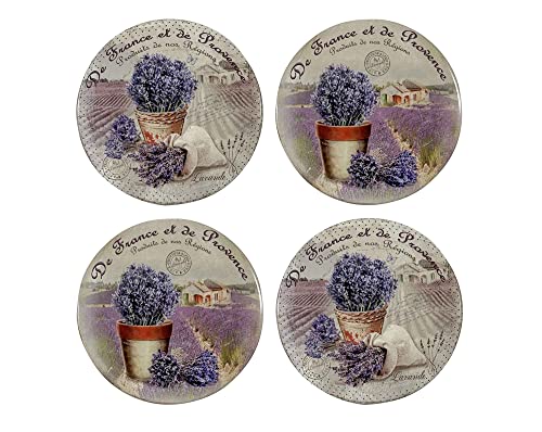 Signes Grimalt Set 4 Untersetzer, Keramik, Lavendel der Provence, 4-teilig, Durchmesser 11 cm von Signes Grimalt