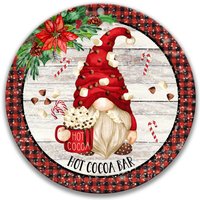 30 cm Gnom Hot Cocoa Bar Schild, 20 Buffalo Karo Dekor, Schild Für Kranz, Runder Feiertagskranz Befestigung, Bastelbedarf, Saisonal 7-xms003 von SignsbyLindaNee